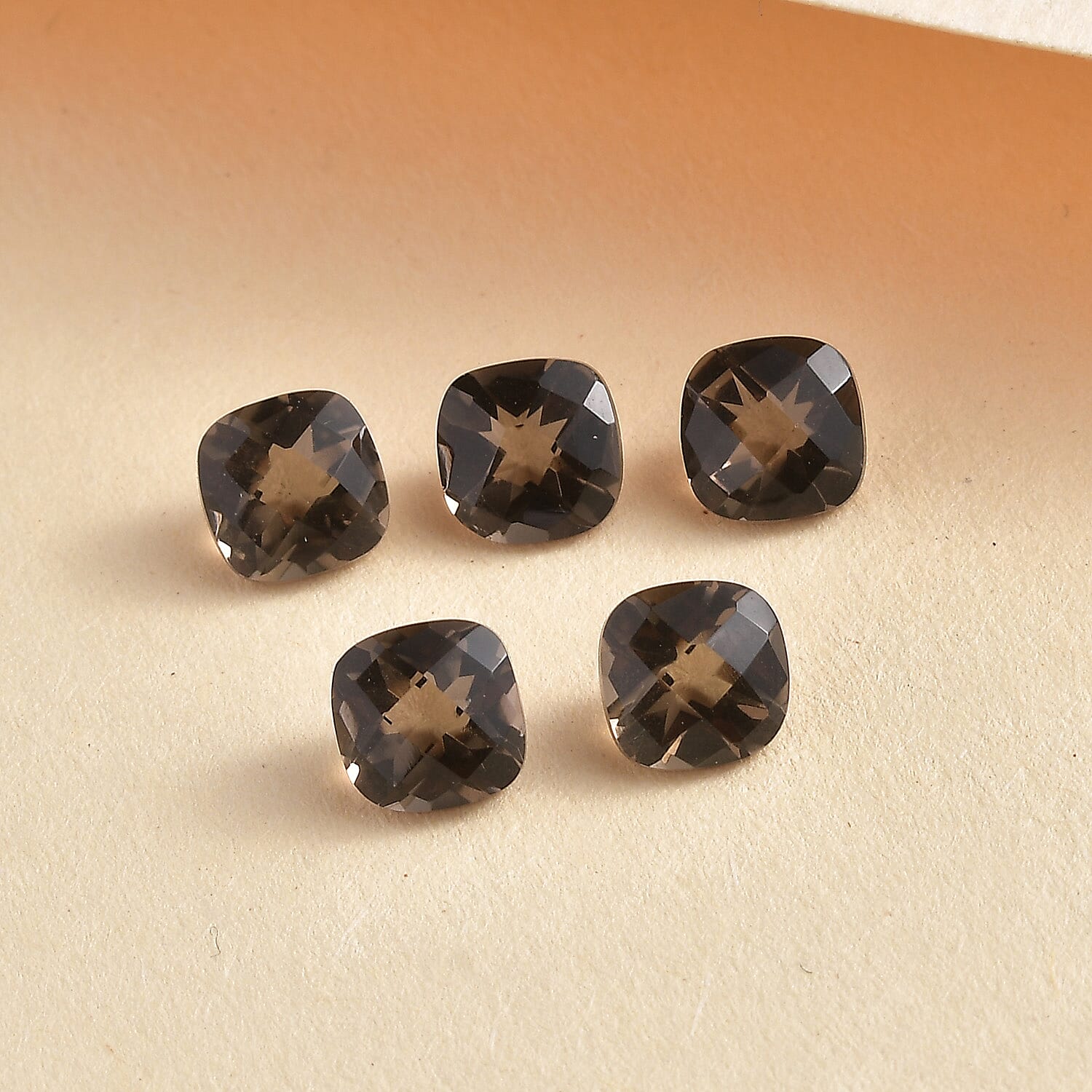 AA Brazilian Smoky Quartz Set of 5 (Cush 6x6 mm) 4.56 ctw Loose gemstone
