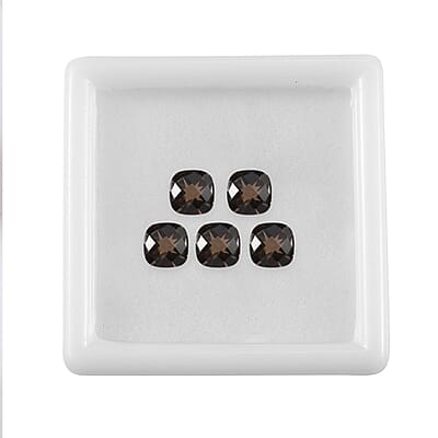 AA Brazilian Smoky Quartz Set of 5 (Cush 6x6 mm) 4.56 ctw Loose gemstone