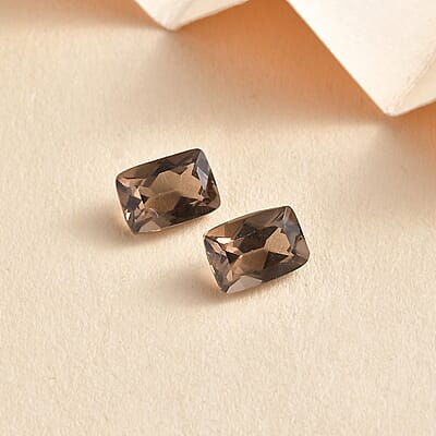 AA Brazilian Smoky Quartz Set of (Cush 7x5 mm) 1.55 ctw Loose gemstone