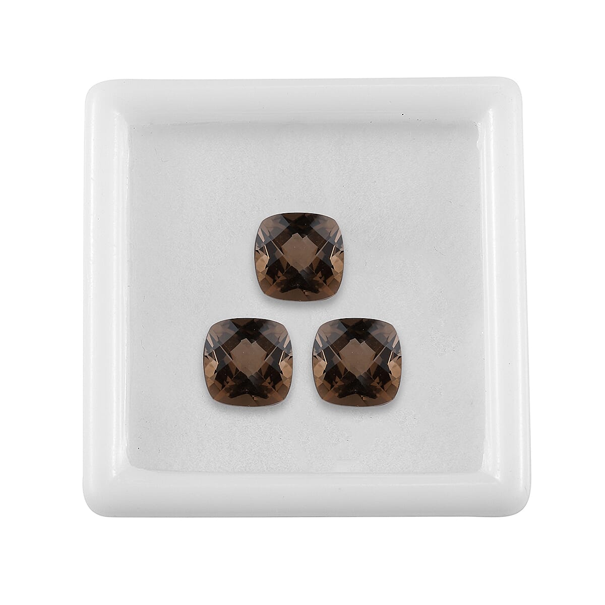 AA Brazilian Smoky Quartz Set of 3 (Cush 8x8 mm) 5.62 ctw Loose gemstone