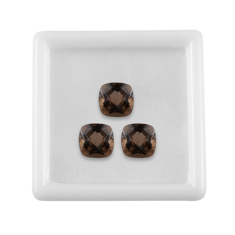 AA Brazilian Smoky Quartz Set of 3 (Cush 8x8 mm) 5.62 ctw Loose gemstone