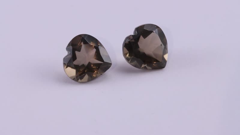 Brazilian Smoky Quartz Set of 2 (Hrt 11 mm) 8.60 ctw Loose gemstone