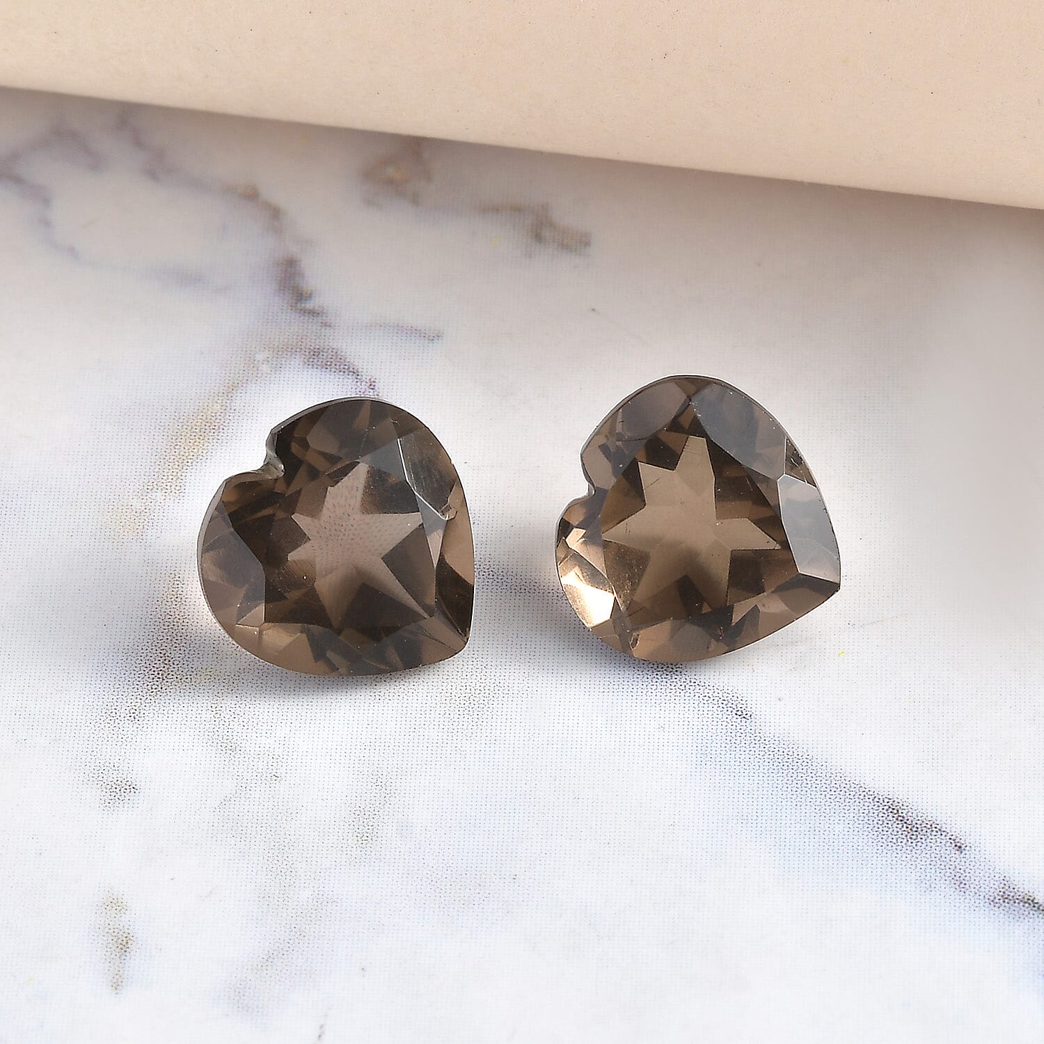 Brazilian Smoky Quartz Set of 2 (Hrt 11 mm) 8.60 ctw Loose gemstone