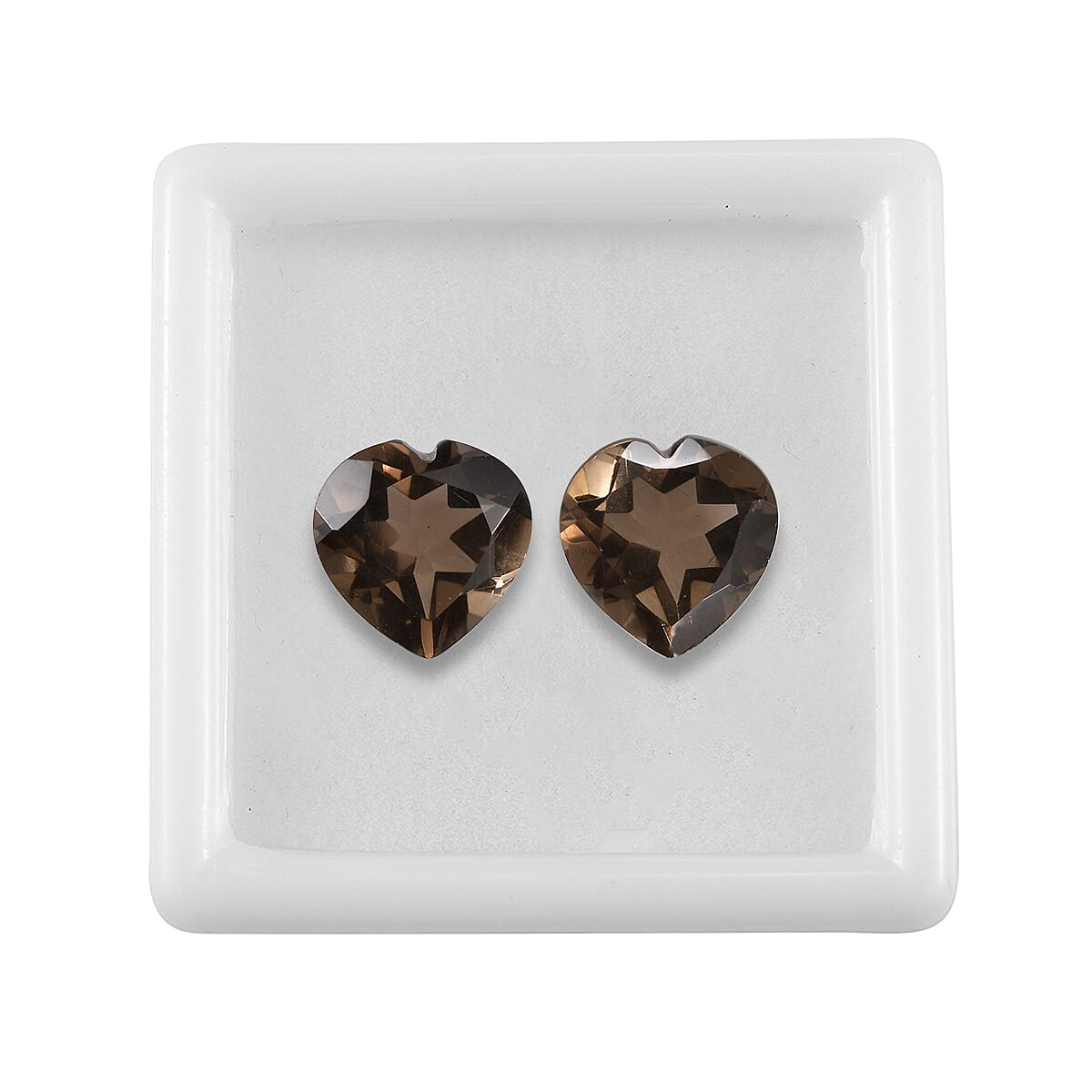 Brazilian Smoky Quartz Set of 2 (Hrt 11 mm) 8.60 ctw Loose gemstone