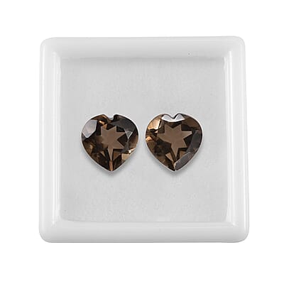 Brazilian Smoky Quartz Set of 2 (Hrt 11 mm) 8.60 ctw Loose gemstone