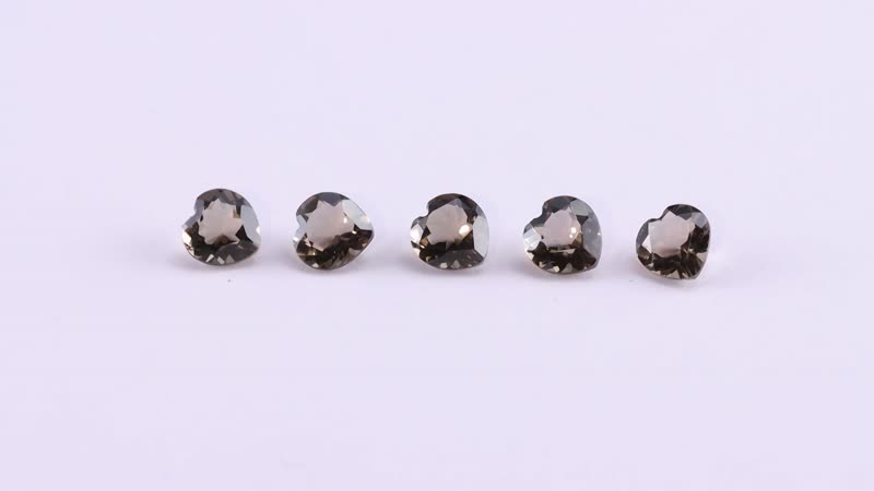 Brazilian Smoky Quartz Set of 5 (Hrt 7 mm) 5.45 ctw Loose gemstone