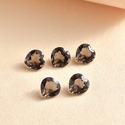 Brazilian Smoky Quartz Set of 5 (Hrt 7 mm) 5.45 ctw Loose gemstone