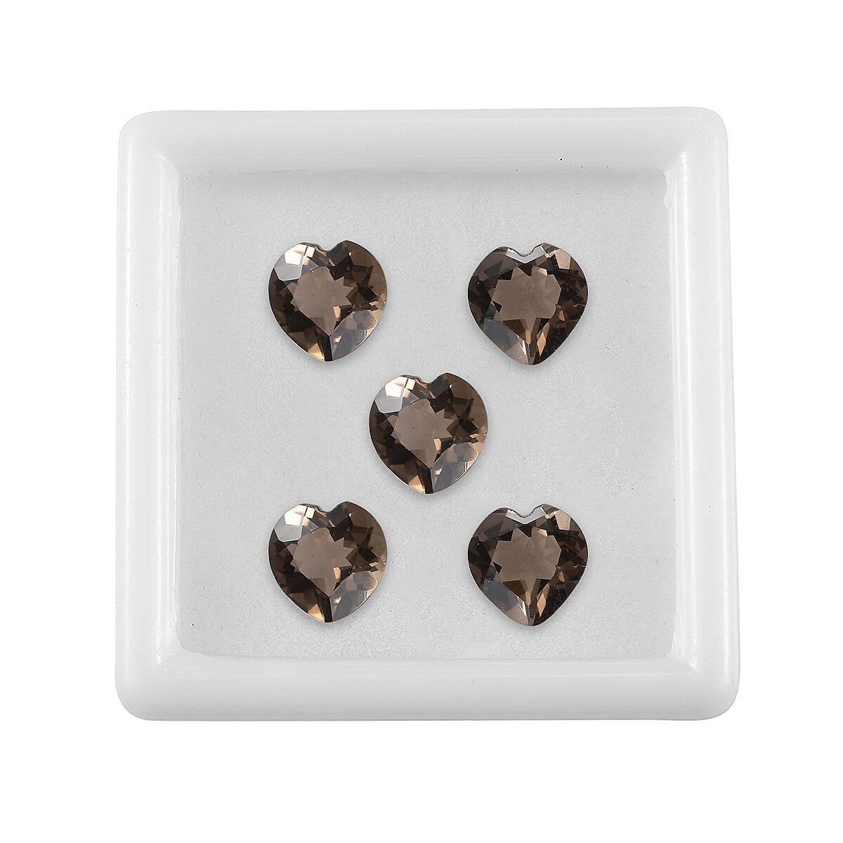 Brazilian Smoky Quartz Set of 5 (Hrt 7 mm) 5.45 ctw Loose gemstone