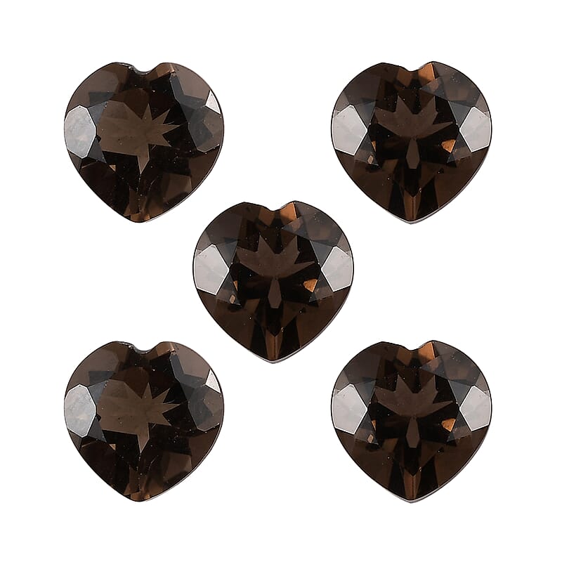AA Brazilian Smoky Quartz Set of 5 (Hrt 7 mm) 5.50 ctw Loose gemstone