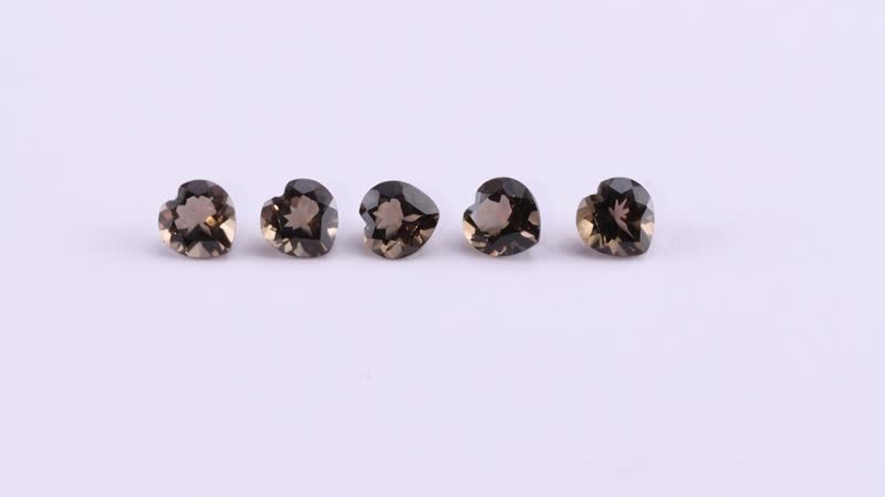 AA Brazilian Smoky Quartz Set of 5 (Hrt 7 mm) 5.50 ctw Loose gemstone