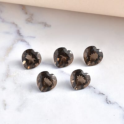AA Brazilian Smoky Quartz Set of 5 (Hrt 7 mm) 5.50 ctw Loose gemstone