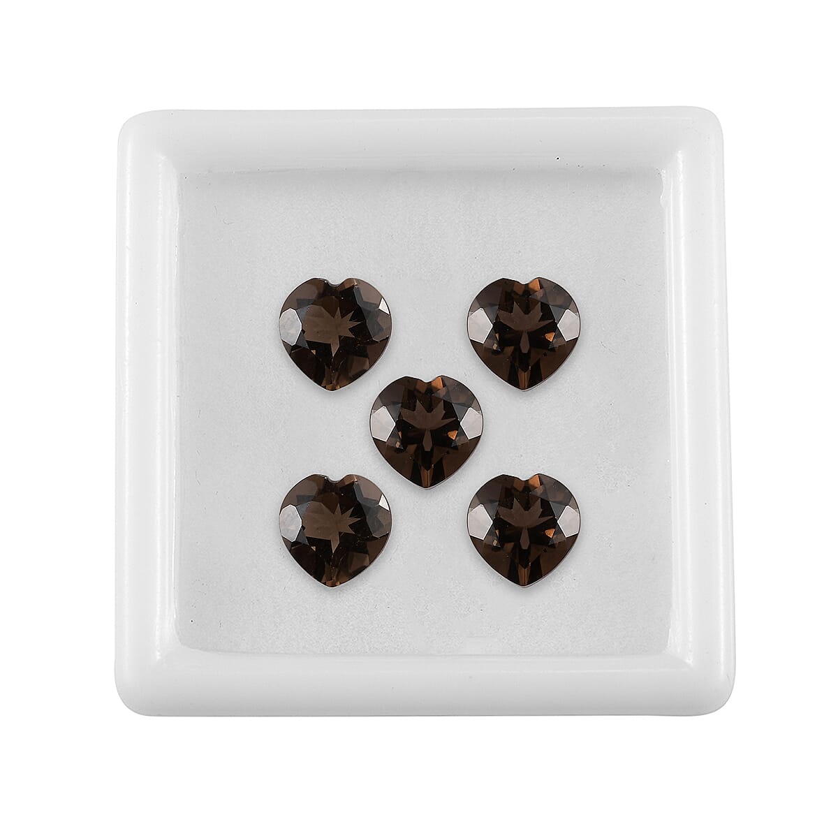 AA Brazilian Smoky Quartz Set of 5 (Hrt 7 mm) 5.50 ctw Loose gemstone