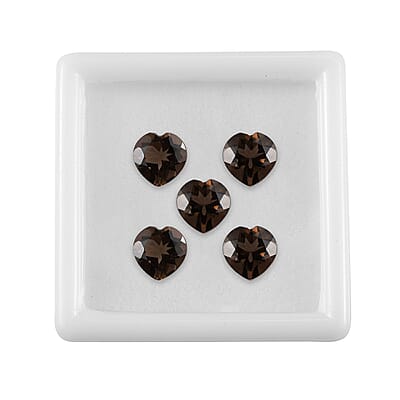 AA Brazilian Smoky Quartz Set of 5 (Hrt 7 mm) 5.50 ctw Loose gemstone