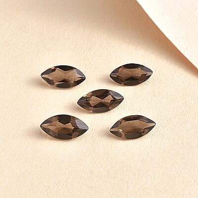 Brazilian Smoky Quartz Set of 5 (Mrq 10x5 mm) 4.38 ctw Loose gemstone