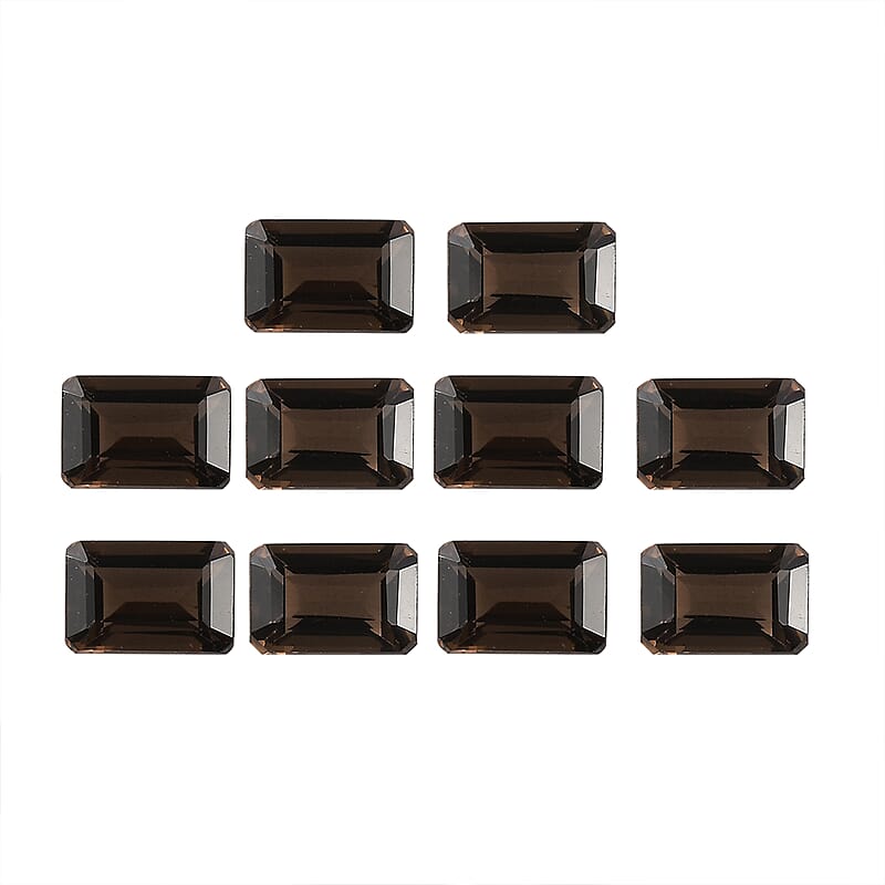 AA Brazilian Smoky Quartz Set of 10 (Oct 6x4 mm) 5.35 ctw Loose gemstone