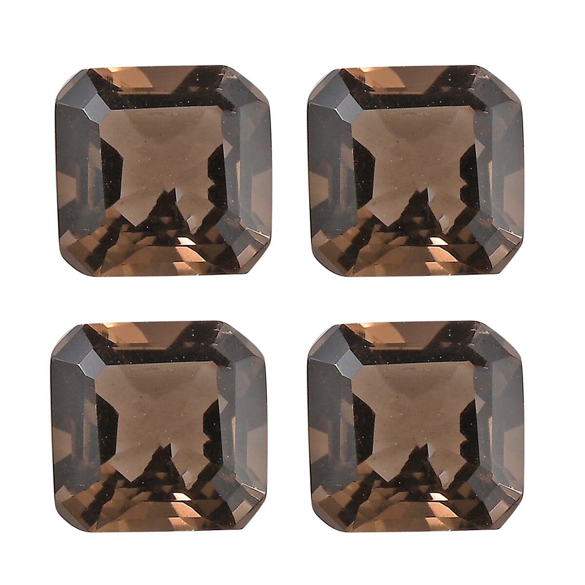 Asscher Cut Brazilian Smoky Quartz Set of 4 (Oct 6x6 mm) 3.69 ctw Loose gemstone