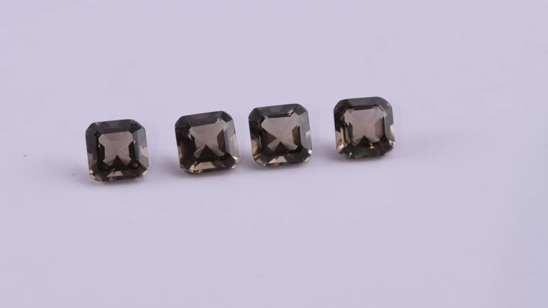 Asscher Cut Brazilian Smoky Quartz Set of 4 (Oct 6x6 mm) 3.69 ctw Loose gemstone