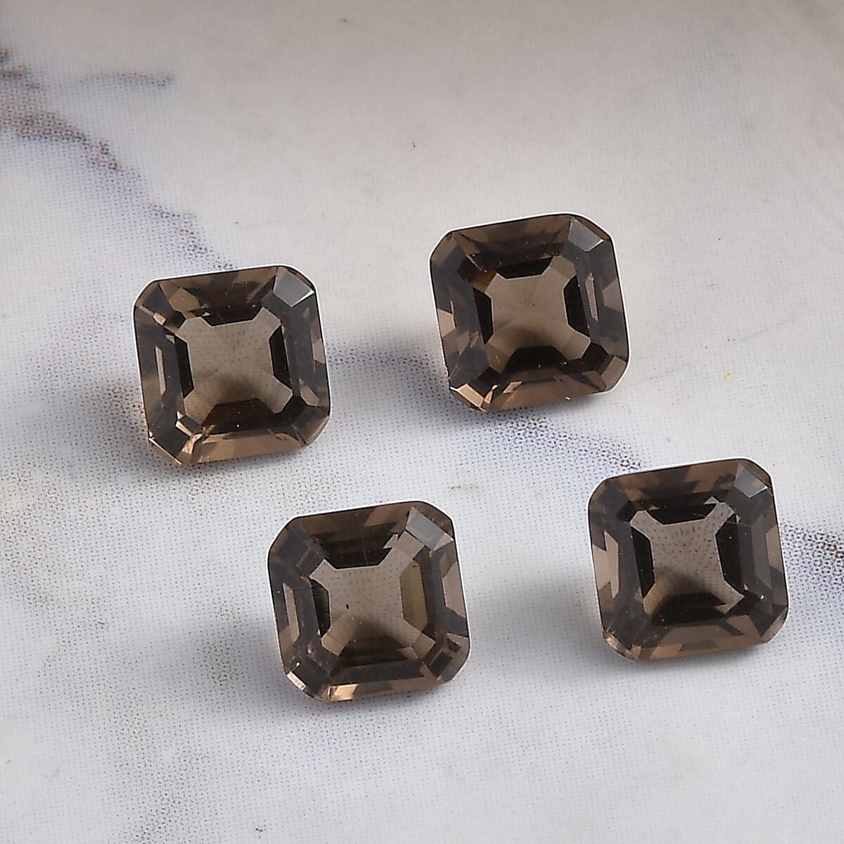 Asscher Cut Brazilian Smoky Quartz Set of 4 (Oct 6x6 mm) 3.69 ctw Loose gemstone