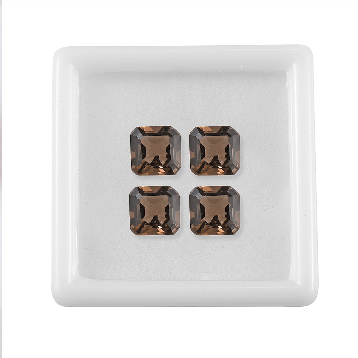 Asscher Cut Brazilian Smoky Quartz Set of 4 (Oct 6x6 mm) 3.69 ctw Loose gemstone