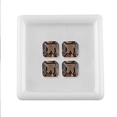 Asscher Cut Brazilian Smoky Quartz Set of 4 (Oct 6x6 mm) 3.69 ctw Loose gemstone