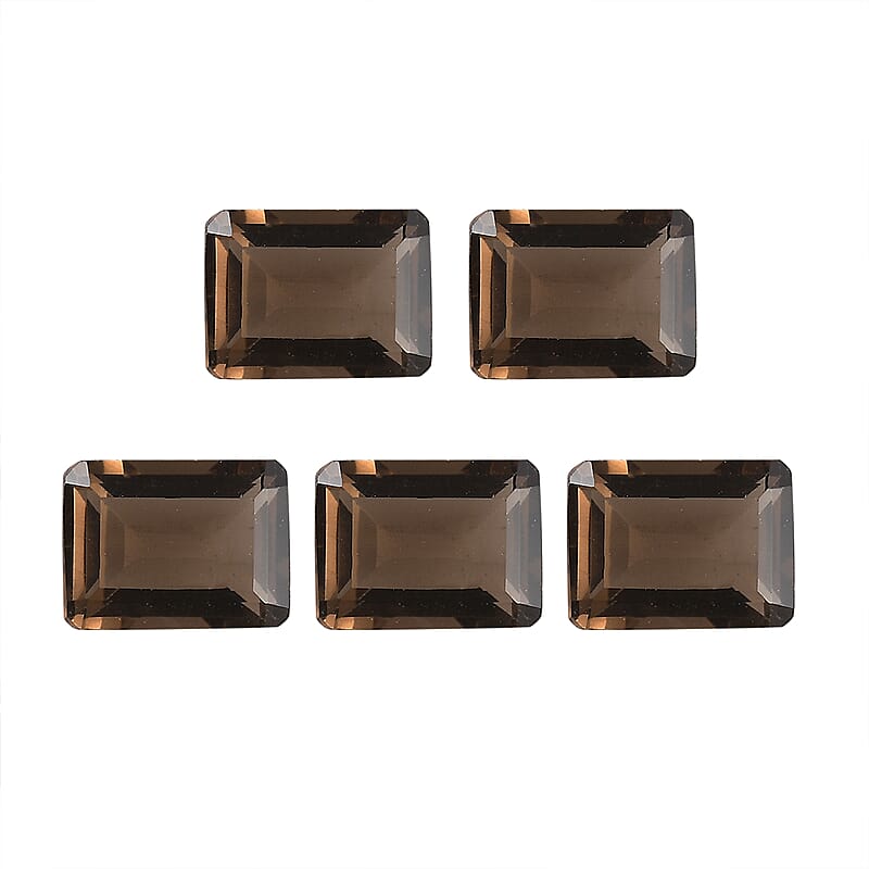 Brazilian Smoky Quartz Set of 5 (Oct 8x6 mm) 6.90 ctw Loose gemstone