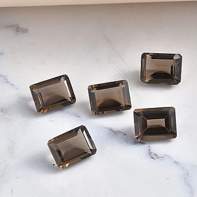 Brazilian Smoky Quartz Set of 5 (Oct 8x6 mm) 6.90 ctw Loose gemstone
