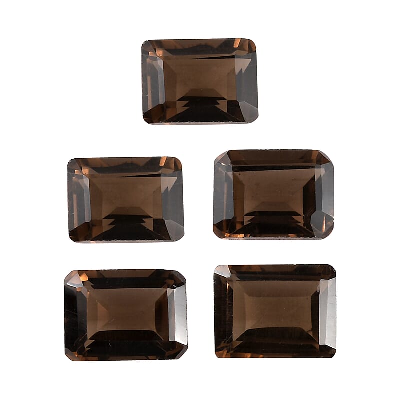 AA Brazilian Smoky Quartz Set of 5 (Oct 8x6 mm) 6.93 ctw Loose gemstone