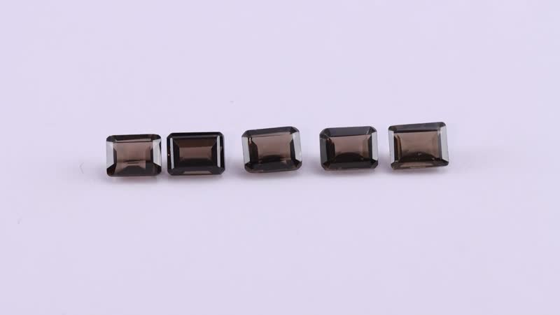 AA Brazilian Smoky Quartz Set of 5 (Oct 8x6 mm) 6.93 ctw Loose gemstone