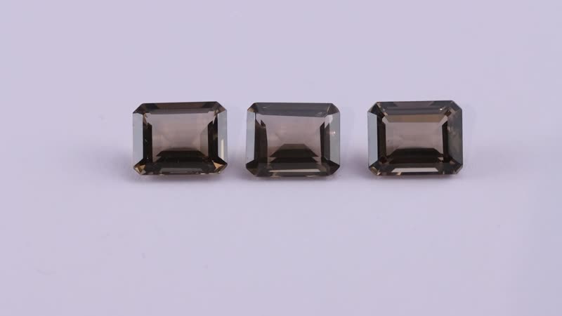 Brazilian Smoky Quartz Set of 3 (Oct 9x7 mm) 6.19 ctw Loose gemstone