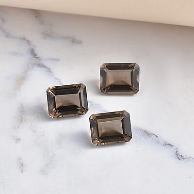 Brazilian Smoky Quartz Set of 3 (Oct 9x7 mm) 6.19 ctw Loose gemstone