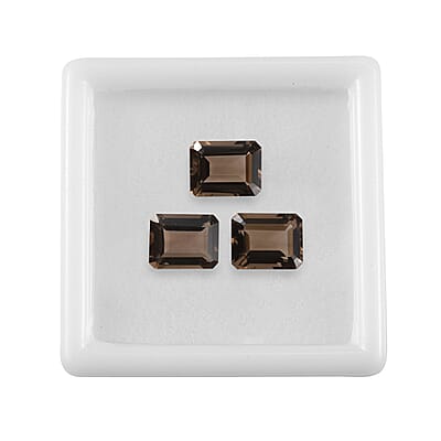 Brazilian Smoky Quartz Set of 3 (Oct 9x7 mm) 6.19 ctw Loose gemstone