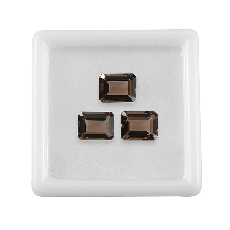 Brazilian Smoky Quartz Set of 3 (Oct 9x7 mm) 6.19 ctw Loose gemstone