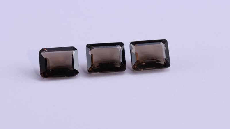 AA Brazilian Smoky Quartz Set of 3 (Oct 9x7 mm) 6.22 ctw Loose gemstone