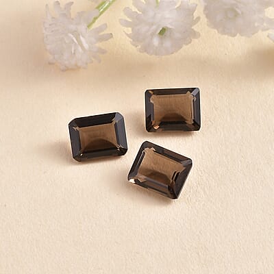 AA Brazilian Smoky Quartz Set of 3 (Oct 9x7 mm) 6.22 ctw Loose gemstone