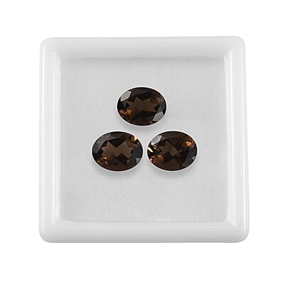 Brazilian Smoky Quartz Set of 3 (Oval 10x8 mm) 6.60 ctw Loose gemstone