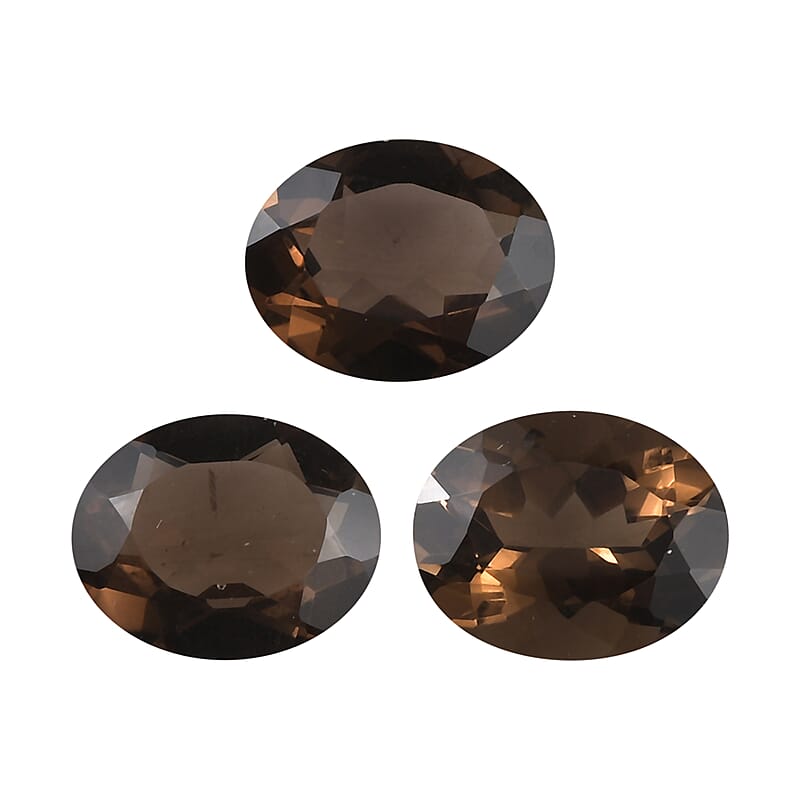 AA Brazilian Smoky Quartz Set of 3 (Oval 10x8 mm) 6.34 ctw Loose gemstone