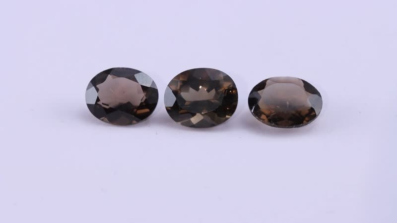 AA Brazilian Smoky Quartz Set of 3 (Oval 10x8 mm) 6.34 ctw Loose gemstone