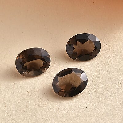 AA Brazilian Smoky Quartz Set of 3 (Oval 10x8 mm) 6.34 ctw Loose gemstone