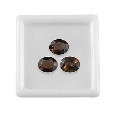 AA Brazilian Smoky Quartz Set of 3 (Oval 10x8 mm) 6.34 ctw Loose gemstone
