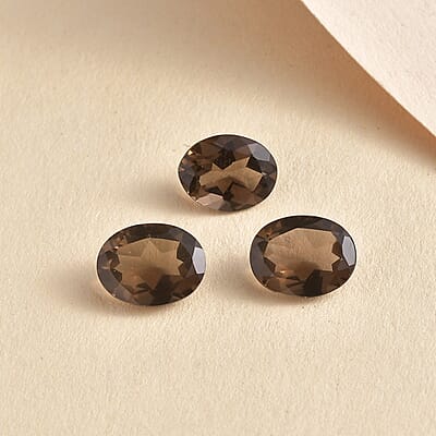 Brazilian Smoky Quartz Set of 3 (Oval 9x7 mm) 4.02 ctw Loose gemstone