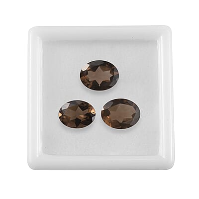 Brazilian Smoky Quartz Set of 3 (Oval 9x7 mm) 4.02 ctw Loose gemstone
