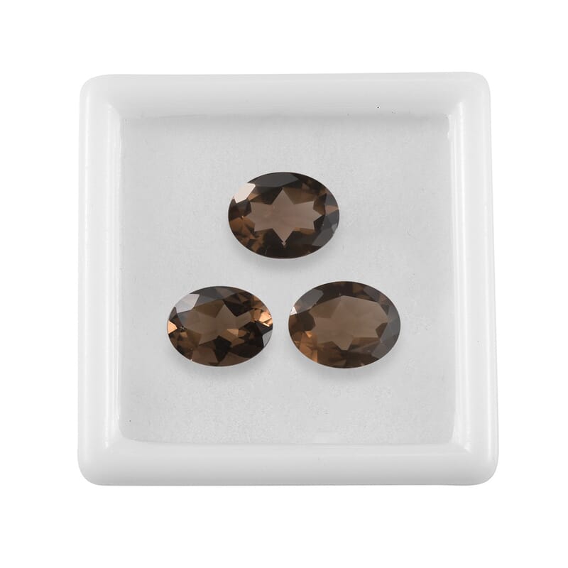 Brazilian Smoky Quartz Set of 3 (Oval 9x7 mm) 4.02 ctw Loose gemstone