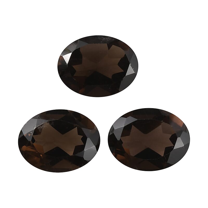 AA Brazilian Smoky Quartz Set of 3 (Oval 9x7 mm) 4.93 ctw Loose gemstone