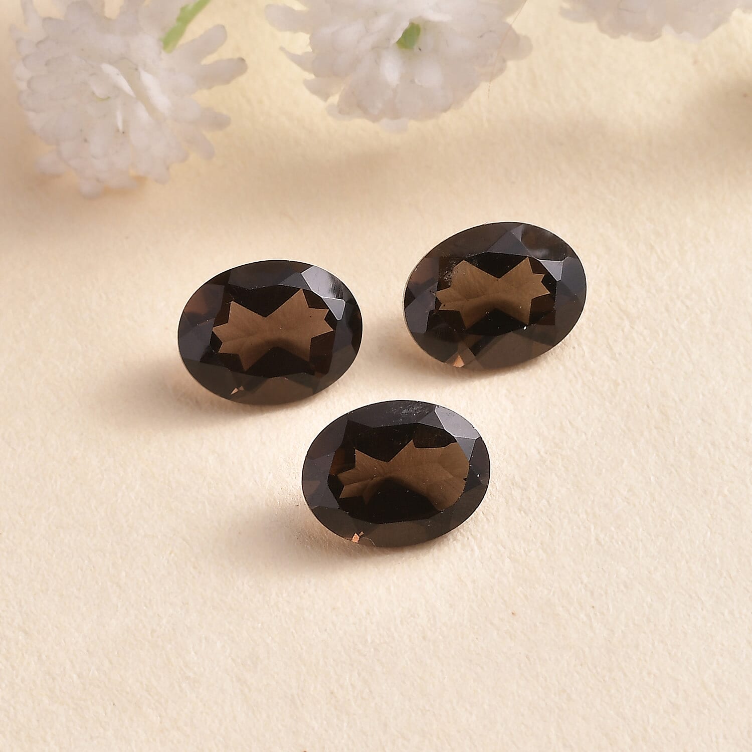 AA Brazilian Smoky Quartz Set of 3 (Oval 9x7 mm) 4.93 ctw Loose gemstone