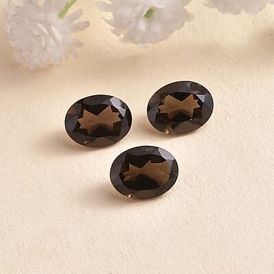 AA Brazilian Smoky Quartz Set of 3 (Oval 9x7 mm) 4.93 ctw Loose gemstone