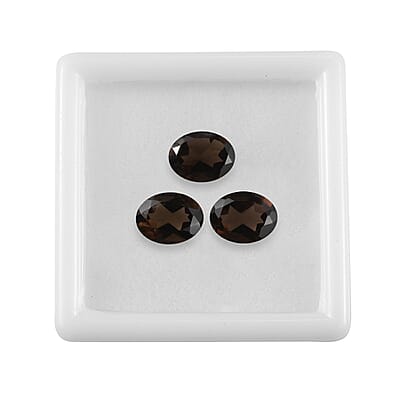 AA Brazilian Smoky Quartz Set of 3 (Oval 9x7 mm) 4.93 ctw Loose gemstone