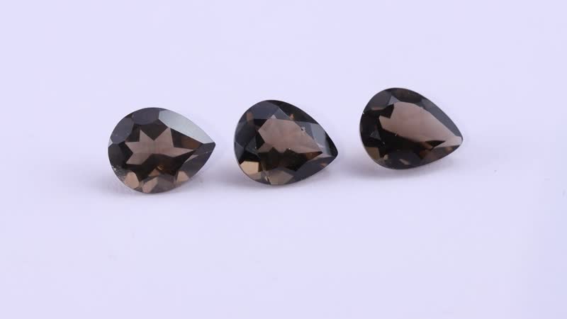 Brazilian Smoky Quartz Set of 3 (Pear 10x8 mm) 5.66 ctw Loose gemstone
