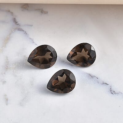 Brazilian Smoky Quartz Set of 3 (Pear 10x8 mm) 5.66 ctw Loose gemstone