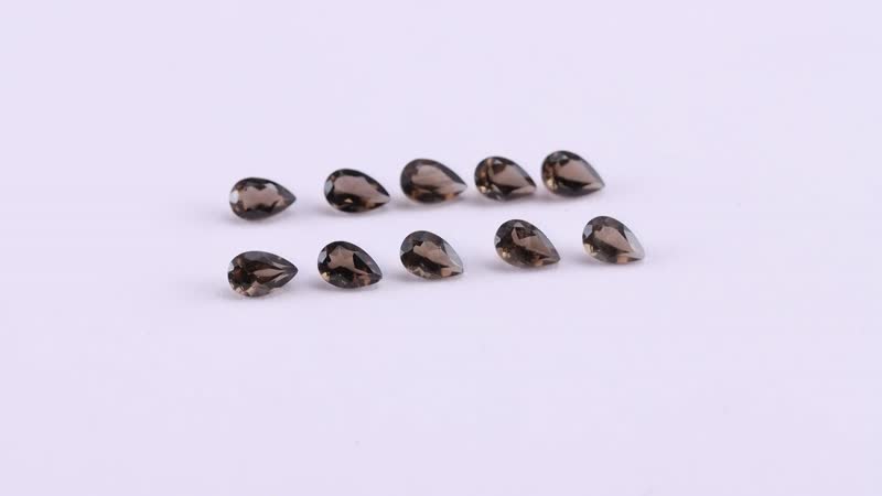 AA Brazilian Smoky Quartz Set of 10 (Pear 6x4 mm) 3.51 ctw Loose gemstone