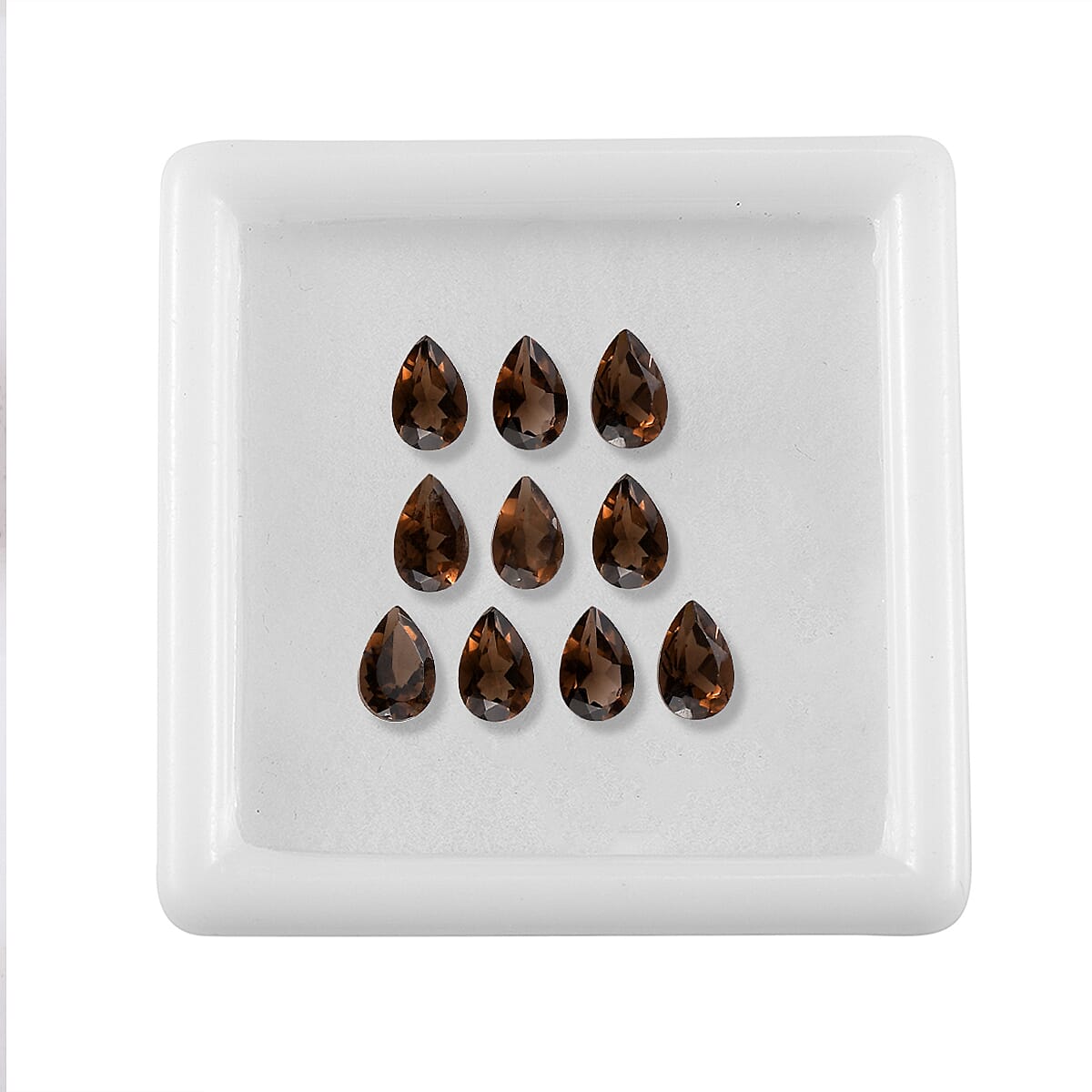 AA Brazilian Smoky Quartz Set of 10 (Pear 6x4 mm) 3.51 ctw Loose gemstone
